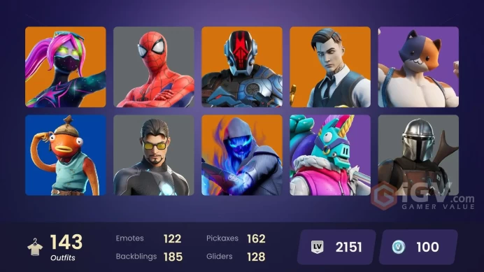 143 skins | Merry Mint Axe | Gold Midas | Point Patroller | Pitch Patroller | Tart Tycoon | Spectra Knight | Menace | The Foundation | Fusion