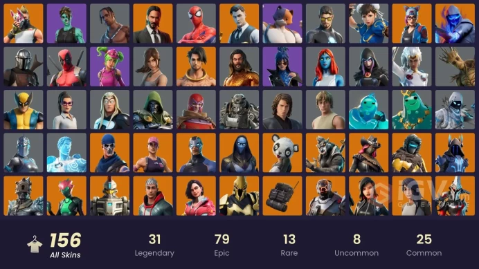 153 skins | OG STW | Travis Scott | Chun-Li | Gold TNTina | Gold Midas | Gold Meowscles | Gold Brutus | Ultima Knight | Singularity | Menace