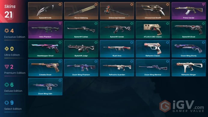 EU 21 skins 3 knifes | Byteshift Knife | Recon Balisong | ChronoVoid Sheriff | Emberclad Hammer | Helix Phantom | Prime Vandal | V0201