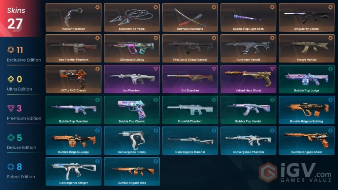 EU | Kuronami no Yaiba, Reaver Karambit, Onimaru Kunitsuna, Kuronami Vandal, Prelude to Chaos Vandal, Araxys Vandal, Neo Frontier Phantom