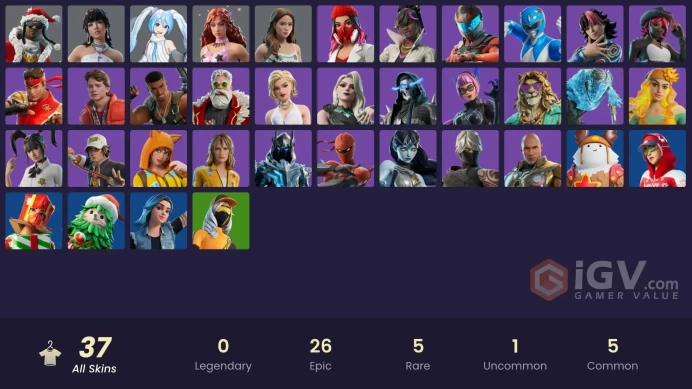  ACC320 Fortnite Account [PC] 37 skins | Snow Miku | Rockstar LISA | Laufey | Santa Dogg | Chappell Roan | Carletta | Synthesis | 550 VB 