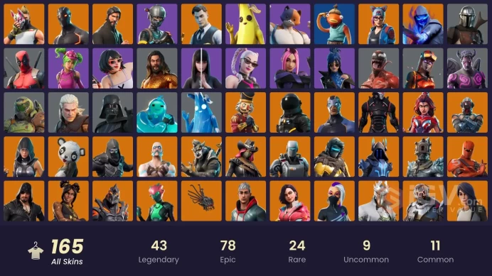 PC/PSN/Xbox/Nintendo 164 skins | The Reaper | Elite Agent | Rogue Spider Knight | Gold Brutus | Omega (stage 5) | Gold Midas | Rogue Agent | The