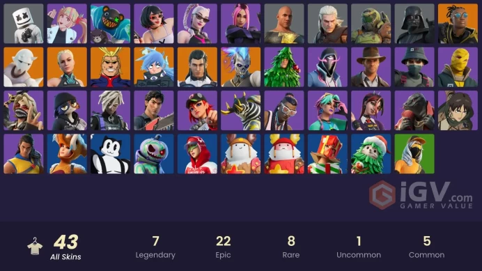 | PC/PSN | 43 SKINS | Xander | Darth Vader | The Ageless | Nezumi | Malik | Renzo the Destroyer | Paradigm (Reality-659) | 400 VBUCKS | GNpUH |