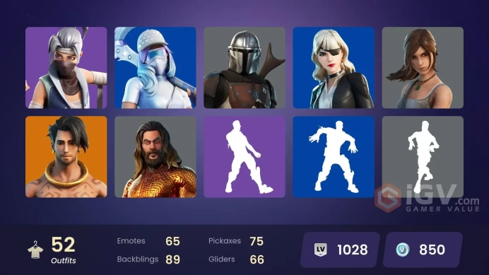 | PC/XBOX | 53 SKINS | Point Patroller | Kymera | Predator | Mandalorian | Joey | Raz | Menace | Fade | Eternal Knight | 850 VBUCKS | GM4fU |