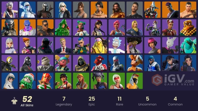 | PC/XBOX | 53 SKINS | Point Patroller | Kymera | Predator | Mandalorian | Joey | Raz | Menace | Fade | Eternal Knight | 850 VBUCKS | GM4fU |