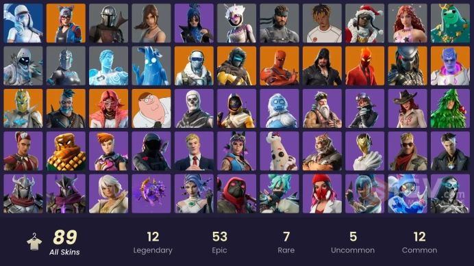 | PC/PSN | 89 SKINS | Peter Griffin | Spectra Knight | Omegarok | Valeria | Zenith | Hybrid | Lynx | Blackheart | Kymera | 2450 VBUCKS | GLWjg |