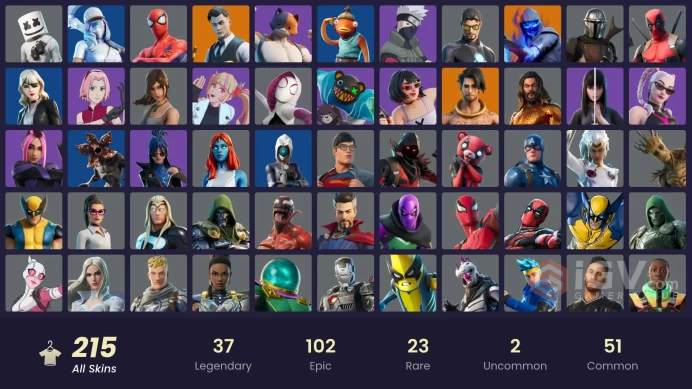  215 skins | OG STW | Gold Meowscles | Gold Brutus | Gold Midas | Sultura | Naruto Uzumaki | Fixer | Cloud Striker | Menace | Kymera | Era | 300