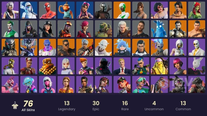 76 skins | Leviathan Axe | Arcane Vi | Shady Doggo | Nezumi | Menace | Renzo the Destroyer | Kymera | Backlash | Joey | Midas Rex|Spire Assassin