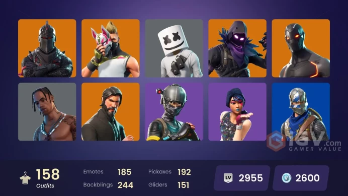 158 skins | Black Knight | Travis Scott | Sparkle Specialist | OG STW | The Reaper | Blue Squire | Royale Knight | Elite Agent