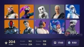 204 skins | Gold Brutus | Gold Midas | Snake Eyes | Naruto Uzumaki | Game Knight | The Cube Queen | Kymera | Ronin | Vi | The Imagined