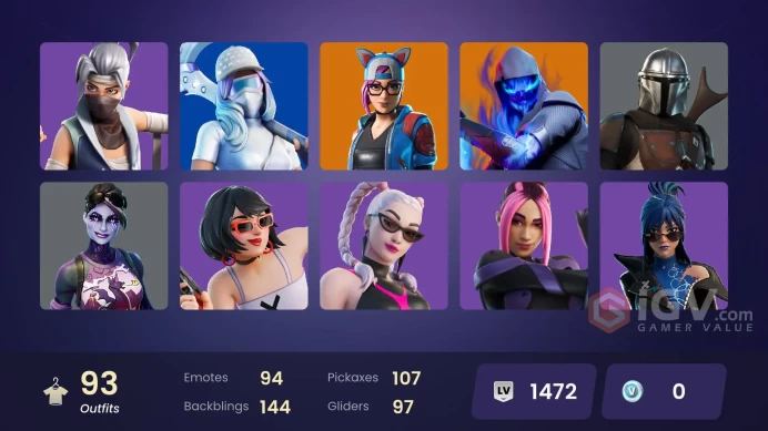 93 skins | Leviathan Axe | Merry Mint Axe | Catalyst | Lynx | Zenith | A.I.M. | Menace | The Prisoner | Rox | Valeria | Fusion | The Ice King