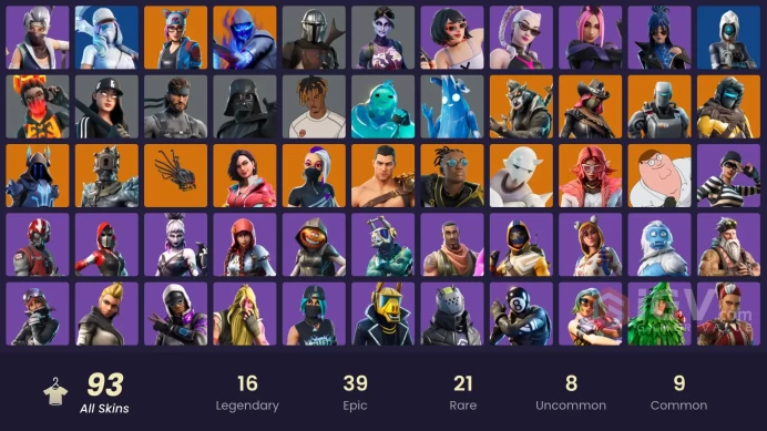 93 skins | Leviathan Axe | Merry Mint Axe | Catalyst | Lynx | Zenith | A.I.M. | Menace | The Prisoner | Rox | Valeria | Fusion | The Ice King
