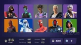316 skins | IKONIK | Gold Brutus | Gold Meowscles | Gold Midas | Elite Zadie | FNCS 3:1 Champion | Heron Stance Hero | NBA 75 Swish | Shady Dogg