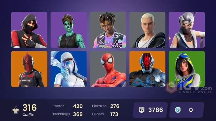 316 skins | IKONIK | Gold Brutus | Gold Meowscles | Gold Midas | Elite Zadie | FNCS 3:1 Champion | Heron Stance Hero | NBA 75 Swish | Shady Dogg