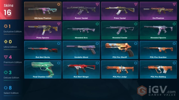 | EU | 16 SKINS | VALUE: 9275 VP | Glitchpop Phantom | Oni Phantom | RANKED READY | 82 LEVEL | INSTANT DELIVERY | FULL ACCESS | GekDe |