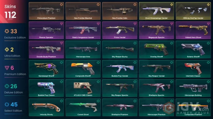 AP/THA 112115 Spent VP Champions 2022-2023-2024-2025 Bundle VCT 2025 Karambit Evori Dreamwings Vandal Prelude to Chaos Vandal Primordium Phantom
