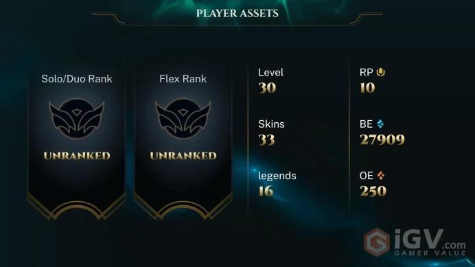 [EUW] | 28,000+ Blue Essence | LVL 30 | Completed 10 games and can directly rank | Full Access | Instant Delivery |Unverified Email | K132