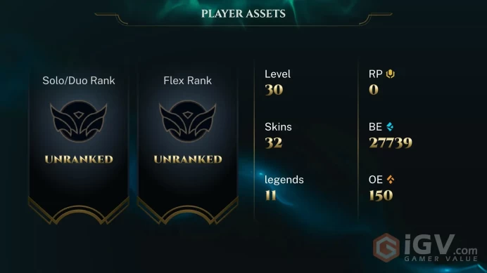 [EUW] | 28,000+ Blue Essence | LVL 30 | Completed 10 games and can directly rank | Full Access | Instant Delivery |Unverified Email | K133