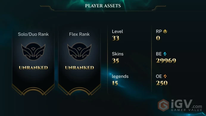 [EUW] | 30,000+ Blue Essence | LVL 30 | Completed 10 games and can directly rank | Full Access | Instant Delivery |Unverified Email | K135