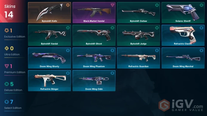 EU | VP 19 | LVL 63 | Byteshift Knife | Black.Market Vandal | Byteshift Judge | Solarex Sheriff | Byteshift Vandal | Byteshift Outlaw | | V0957