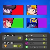 6LV11BRAWLERS~10102TROPHIES~12SKINS~3HYPERCHARGE~28BRAWLERS #A1343Z