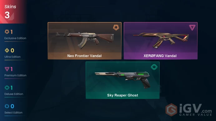 EU 3 skins | Neo Frontier Vandal | XEROFANG Vandal | Sky Reaper Ghost | V1066