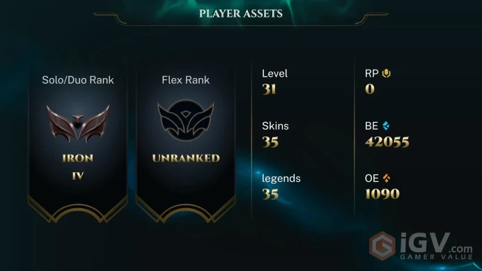 【 OCE 】 ⸱ Iron IV 0% WR +21Games | Hand De-ranked | Unverified | 42055 BE | Check Description (1)