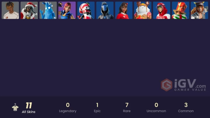| PC | 11 SKINS | Sultura | Explorer Emilie | Santa Dogg | Slayer Juice WRLD | Polar Peely | Sled Ready Guff | Holiday Boxy | 0 VBUCKS | HU0cy |